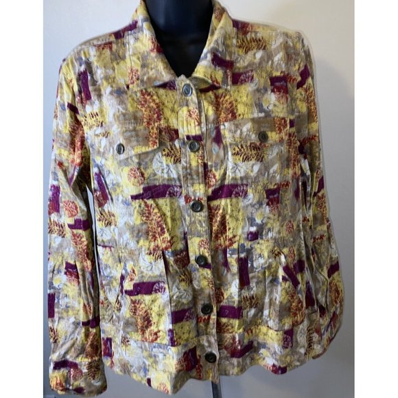 Christopher And Banks Jean Jacket women medium Colorful Design - Picture 1 of 9